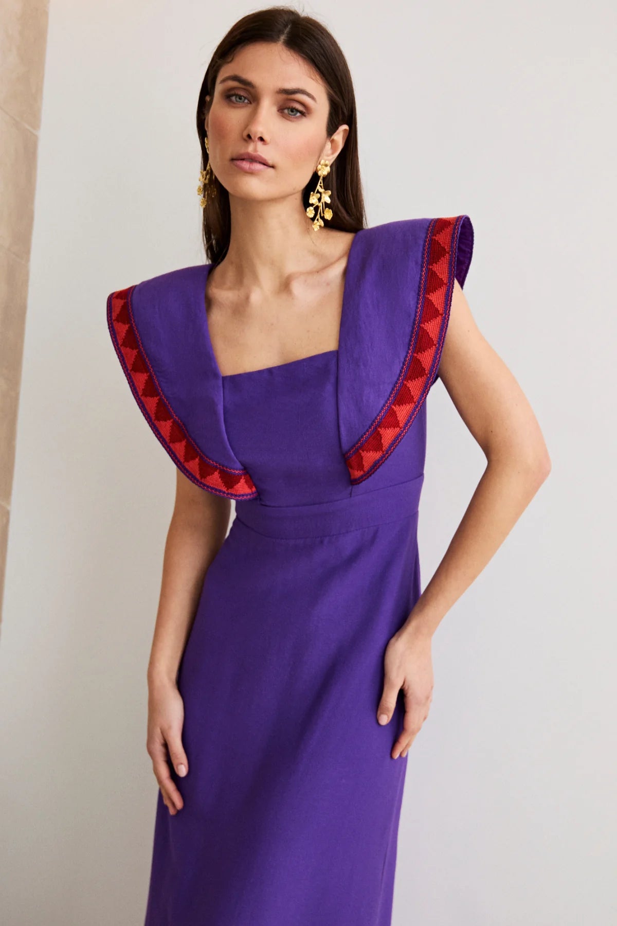 HORTENSIA - VESTIDO MIDI CON HOMBRERAS