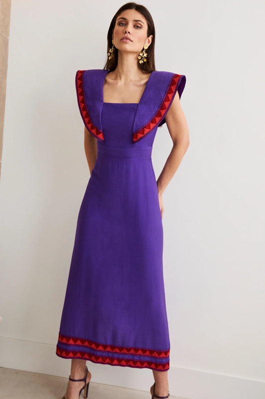 HORTENSIA - VESTIDO MIDI CON HOMBRERAS