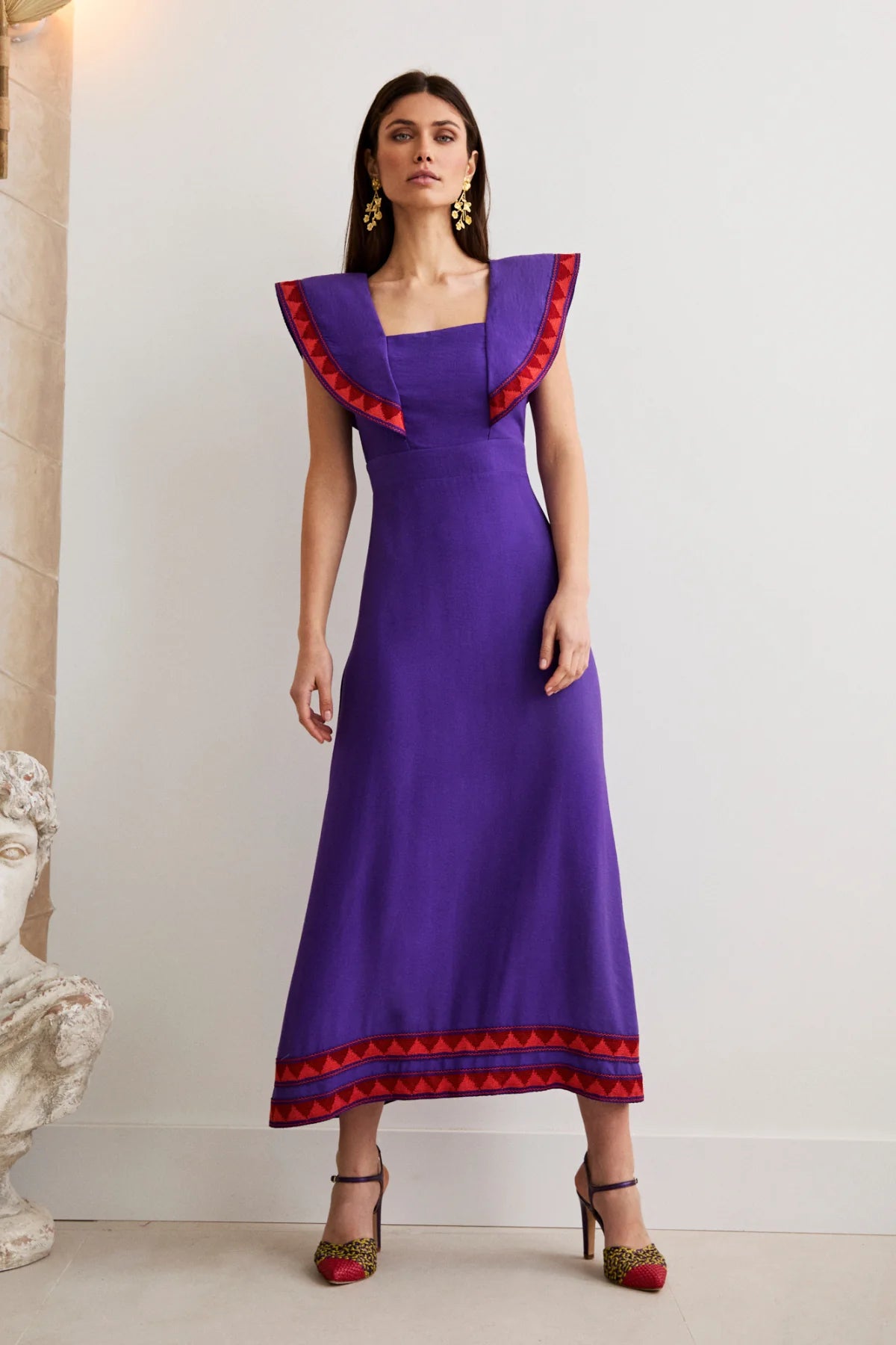 HORTENSIA - VESTIDO MIDI CON HOMBRERAS