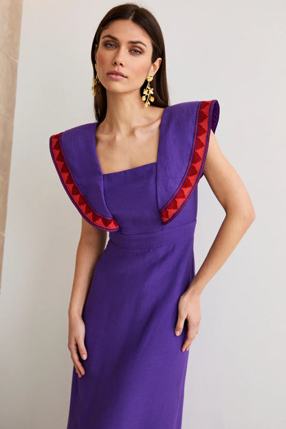 HORTENSIA - VESTIDO MIDI CON HOMBRERAS