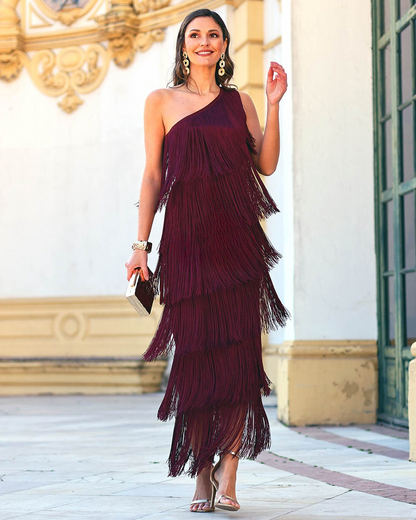 INMA - VESTIDO CON DETALLES DE FLECOS