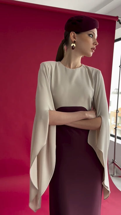DAYANIS - VESTIDO BICOLOR ELEGANTE
