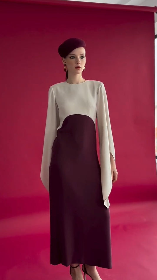 DAYANIS - VESTIDO BICOLOR ELEGANTE