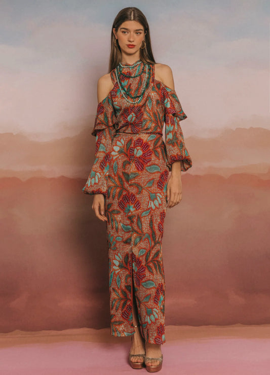 EULOGIA - VESTIDO MIDI CON ESTAMPADO