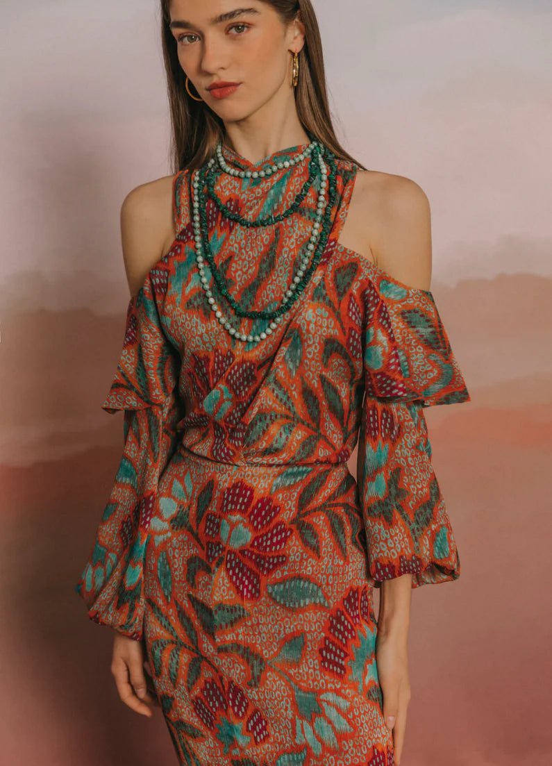 EULOGIA - VESTIDO MIDI CON ESTAMPADO
