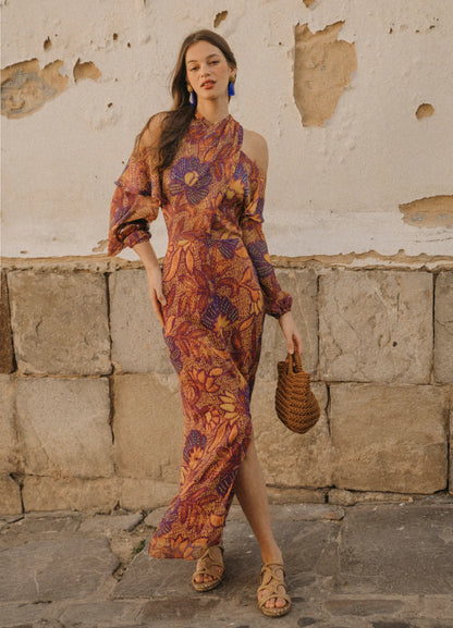 EULOGIA - VESTIDO MIDI CON ESTAMPADO