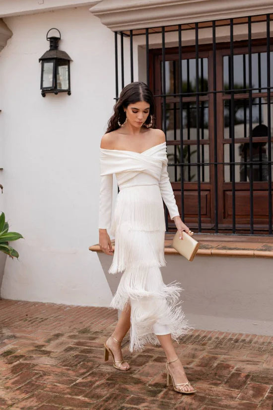 LAIA - VESTIDO ELEGANTE CON FLECOS