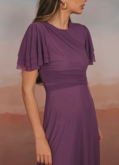 MAGDA - VESTIDO MIDI CON MANGAS CAPEADAS