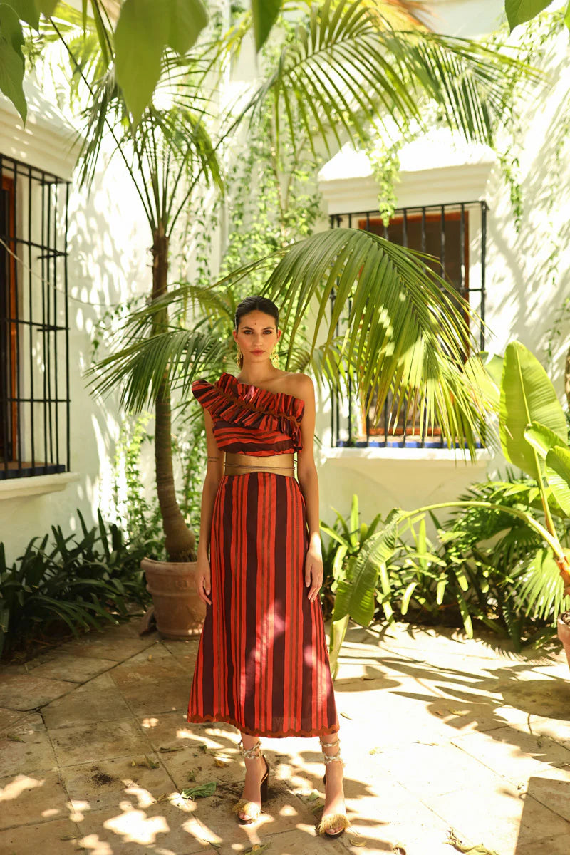 CELESTINA - VESTIDO MIDI ASIMÉTRICO