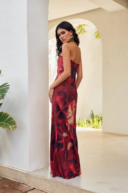 ANAHÍ - VESTIDO SIN TIRANTES ESTAMPADO