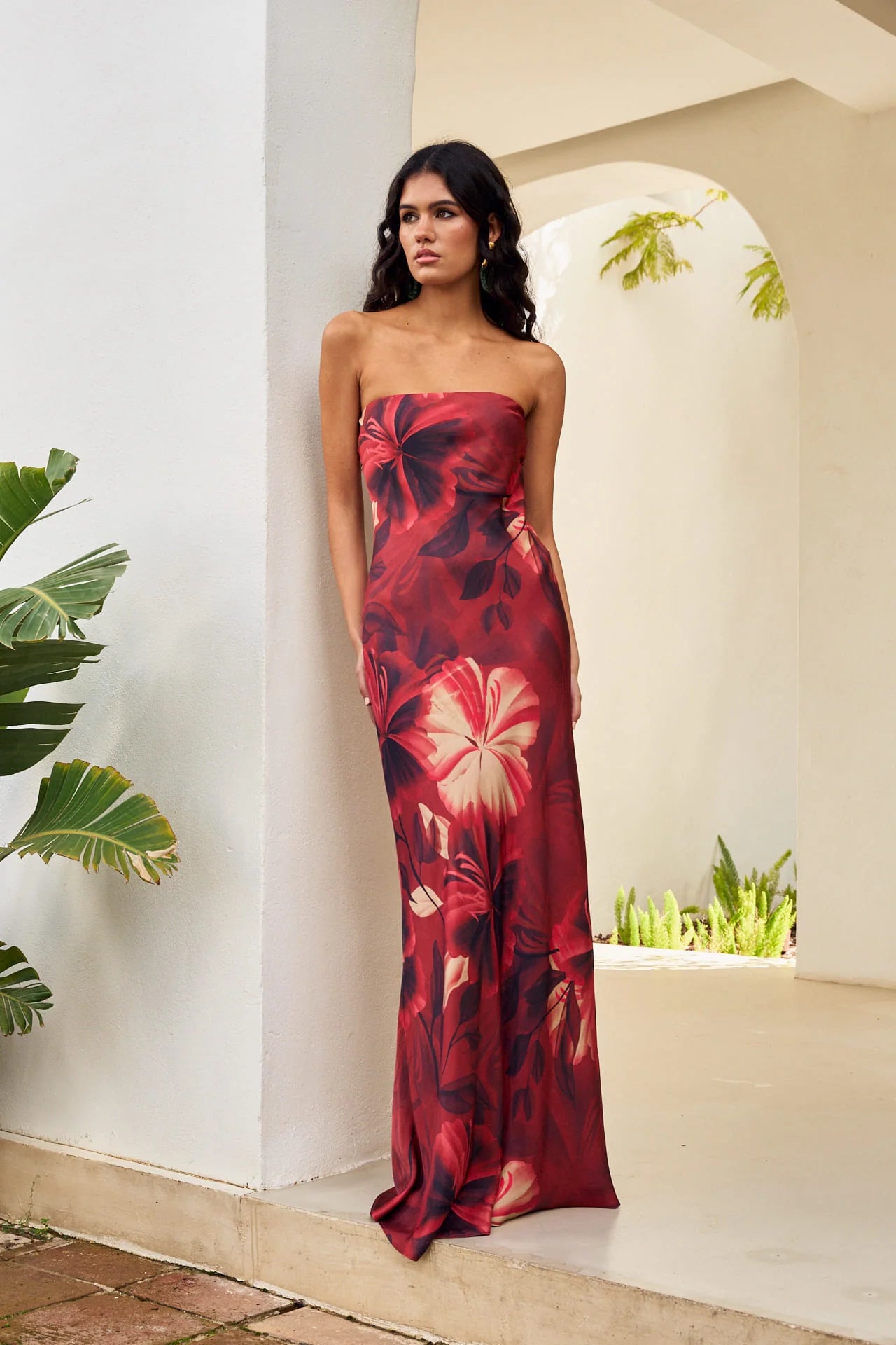ANAHÍ - VESTIDO SIN TIRANTES ESTAMPADO