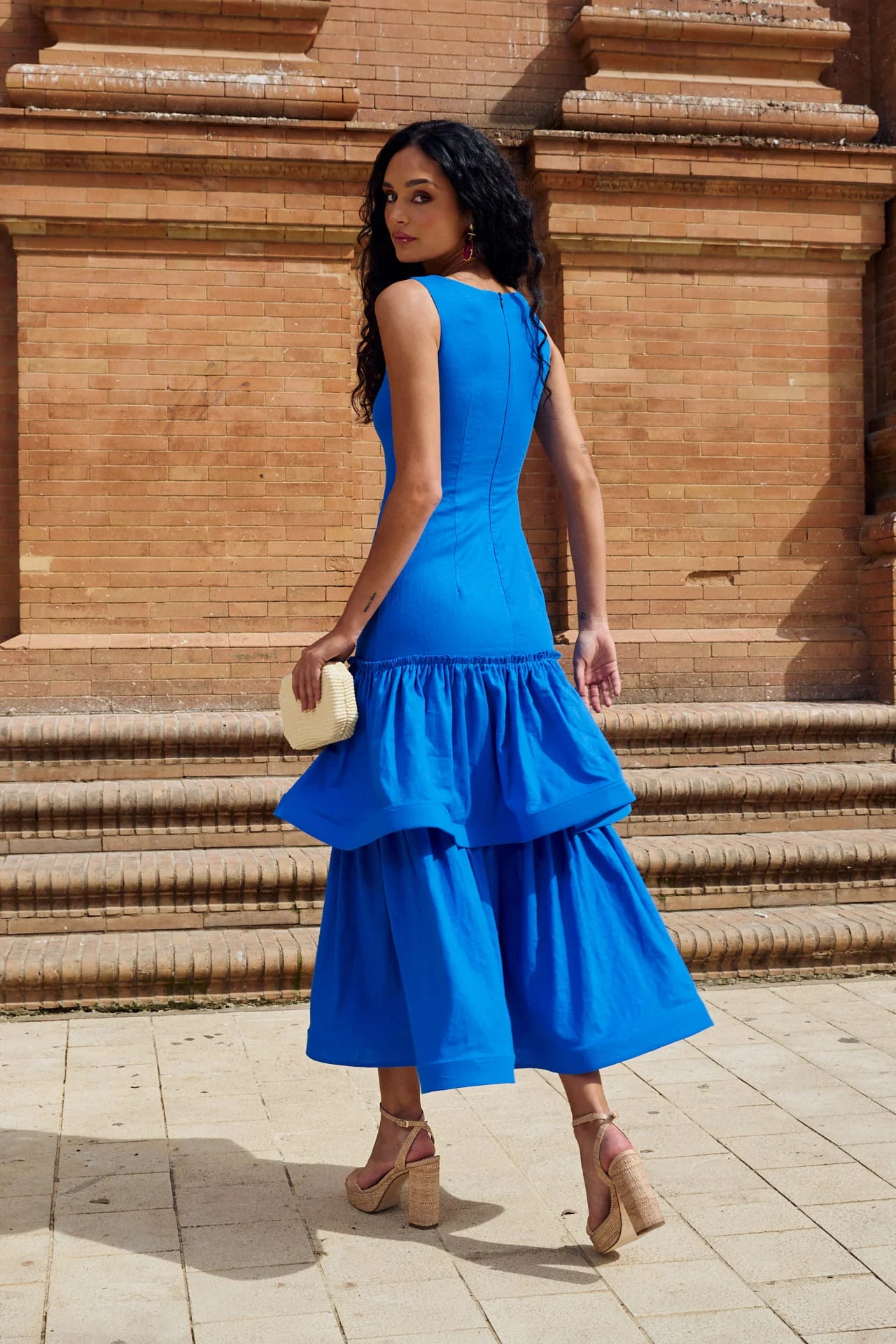 ROSALBA - VESTIDO MIDI CON VOLANTES