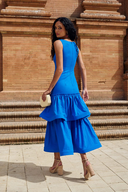ROSALBA - VESTIDO MIDI CON VOLANTES