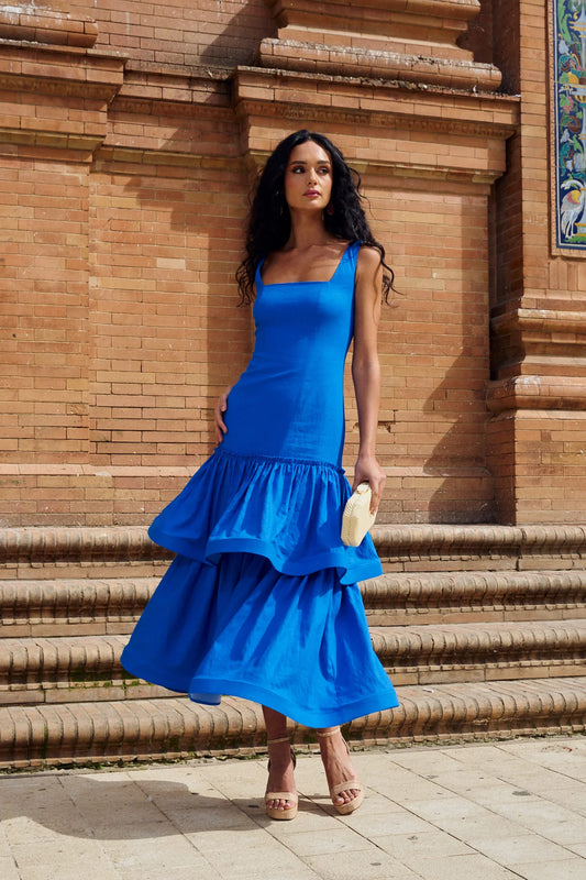 ROSALBA - VESTIDO MIDI CON VOLANTES