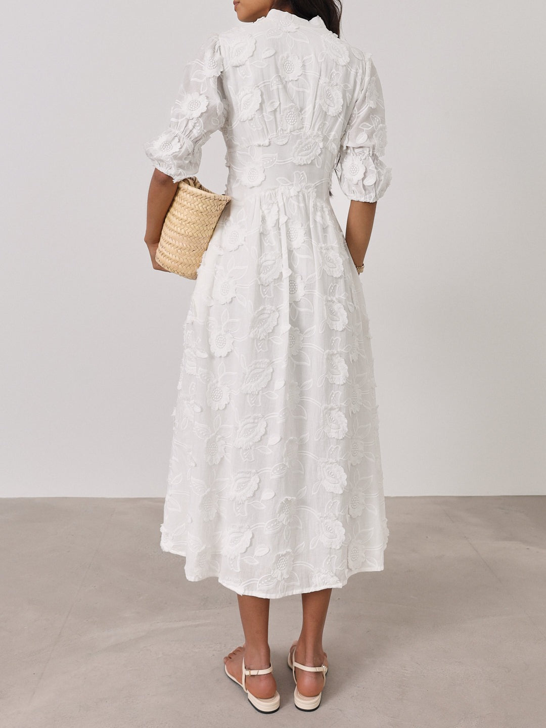 YASMINA - VESTIDO MIDI CON BORDADO