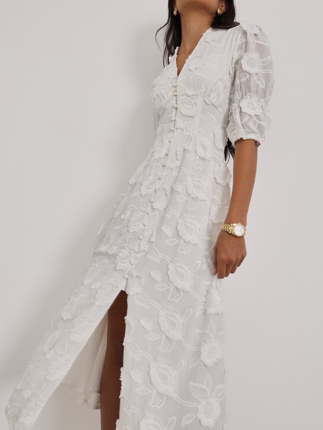 YASMINA - VESTIDO MIDI CON BORDADO