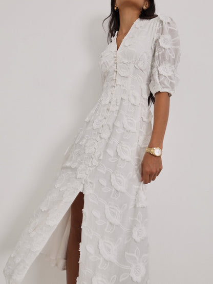 YASMINA - VESTIDO MIDI CON BORDADO