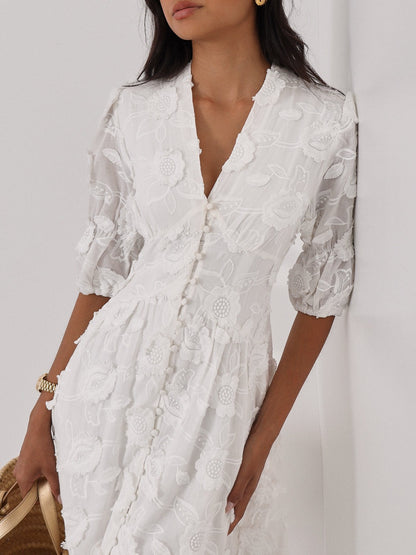 YASMINA - VESTIDO MIDI CON BORDADO