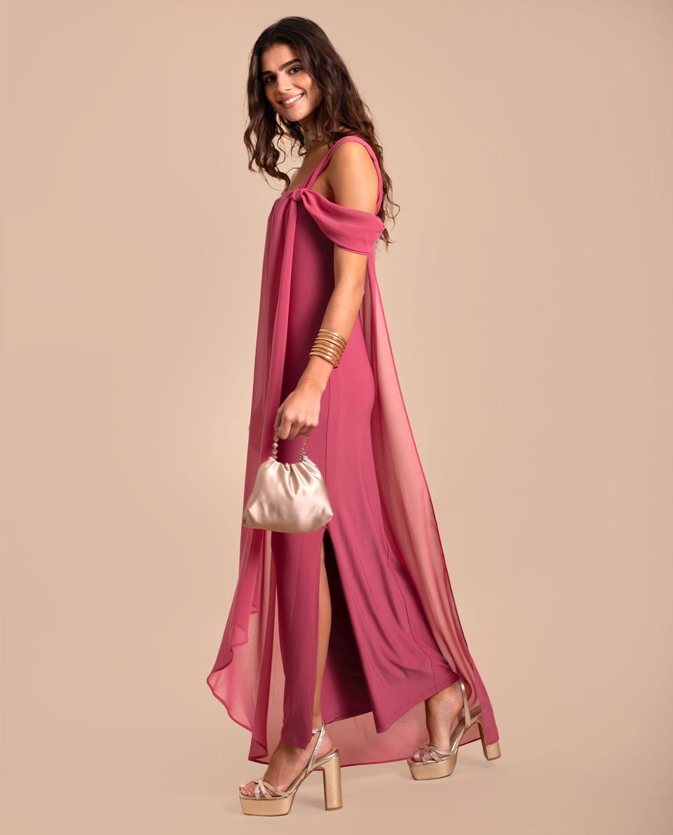 SATURNINA - VESTIDO CON CAPA FLUIDA