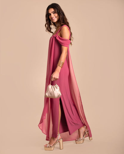 SATURNINA - VESTIDO CON CAPA FLUIDA