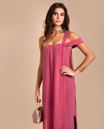 SATURNINA - VESTIDO CON CAPA FLUIDA