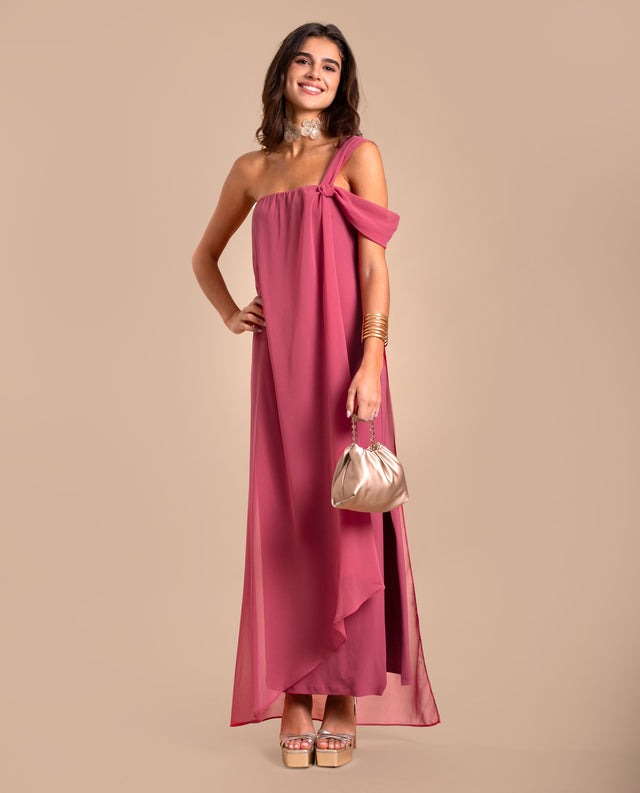 SATURNINA - VESTIDO CON CAPA FLUIDA