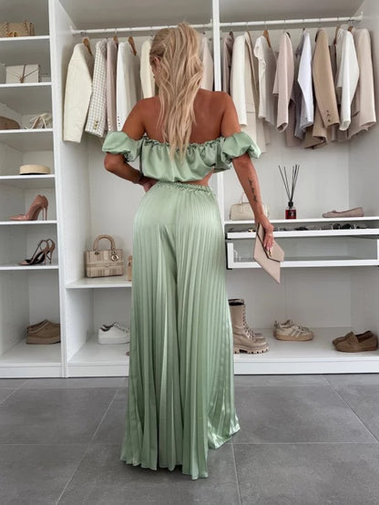 GENMA - CONJUNTO TOP Y PANTALÓN PLISADO