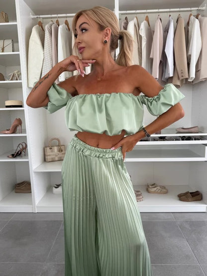 GENMA - CONJUNTO TOP Y PANTALÓN PLISADO