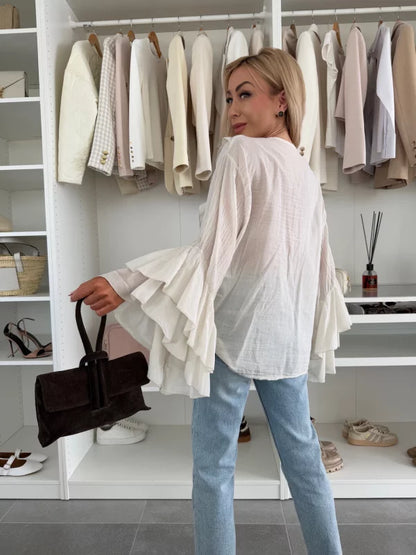 MACA - BLUSA ELEGANTE DE ALGODÓN
