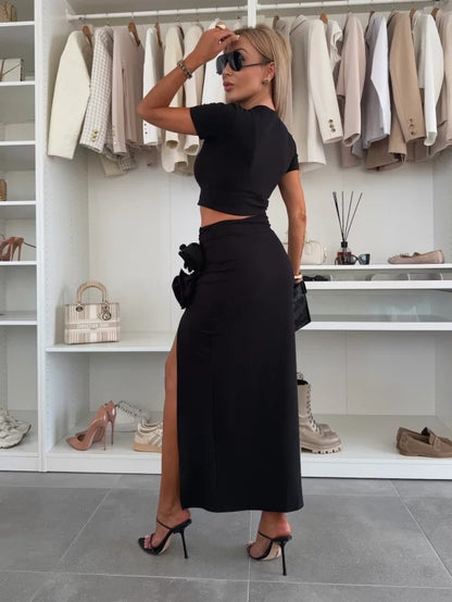 YANIRA - CONJUNTO DE TOP Y FALDA LARGA
