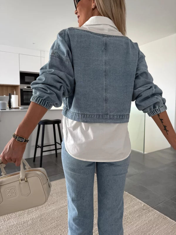 ELENA - BLUSA DENIM DE EFECTO SUPERPUESTO
