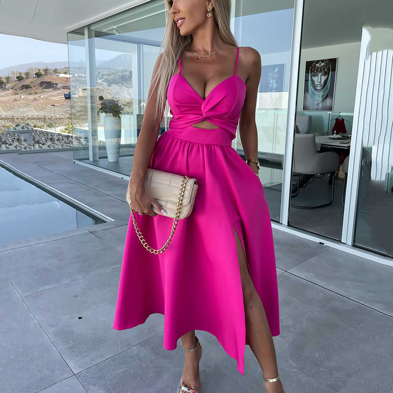 FEDRA - VESTIDO CON TIRANTES Y ABERTURA