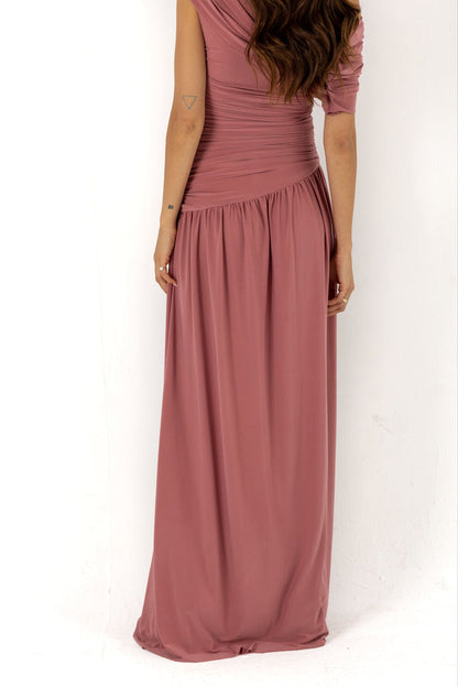 MILENA - VESTIDO FRUNCIDO ASIMÉTRICO