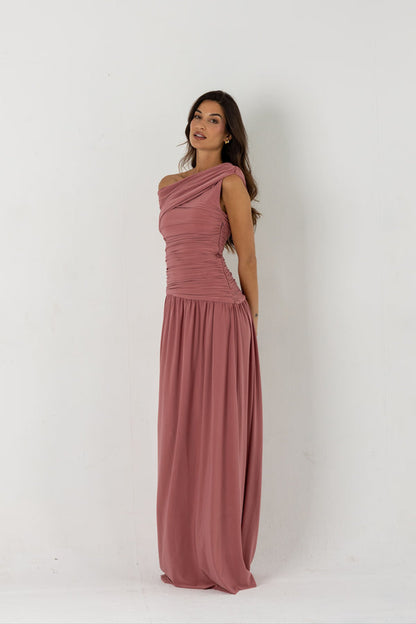 MILENA - VESTIDO FRUNCIDO ASIMÉTRICO