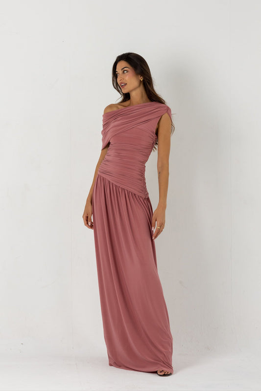 MILENA - VESTIDO FRUNCIDO ASIMÉTRICO