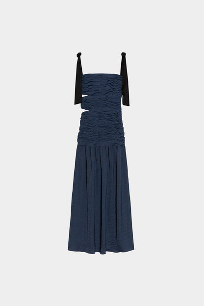 CLÍO - VESTIDO FRUNCIDO CON TIRANTES LAZADOS